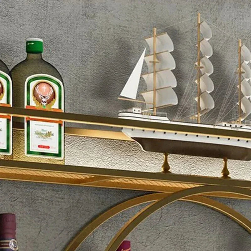 Wall Mount Wine Rack Bottle Wine Bar Cabinet Holder Adapt Single Miniature Black Cup Glass Storage Wine Cabinet Decor Szafeczki