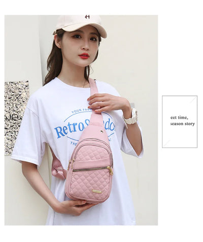 Women Chest Bag Simple Ladies Crossbody Bag Small Sling Backpack Fashion Large Capacity Waterproof Sling Bag with Headphone Jack