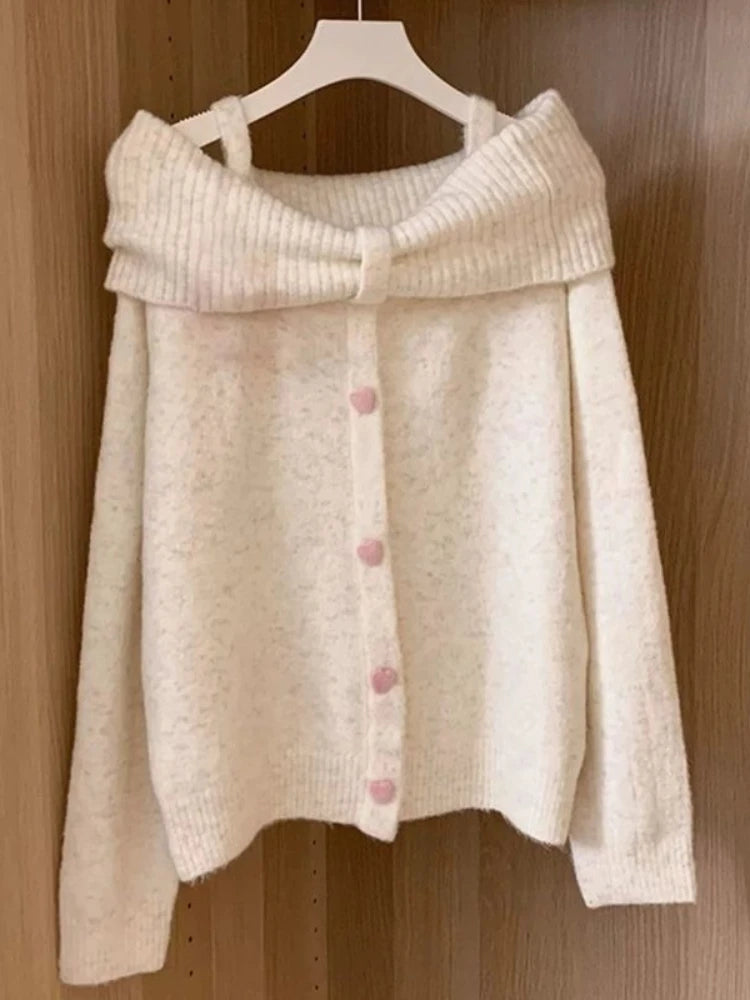 Autumn Winter Woman Korean Fashion Cute Pullover Sweet 2000s Sweater Elegant Oversize Knitwears Designer Aesthetic Chic Coquette