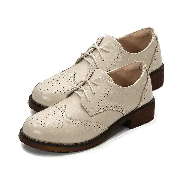 British style single shoes for women 2024 college style carved rough heeled leather shoes with student straps Oxford shoes