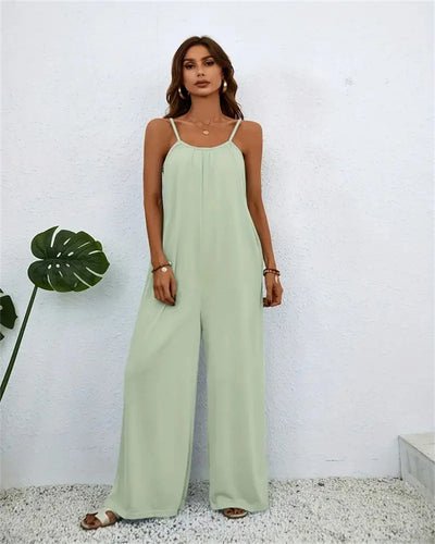 Women Casual Sleeveless Loose Jumpsuit, Digital Printed Suit, Downgraded Color, Spring/summer, 2024