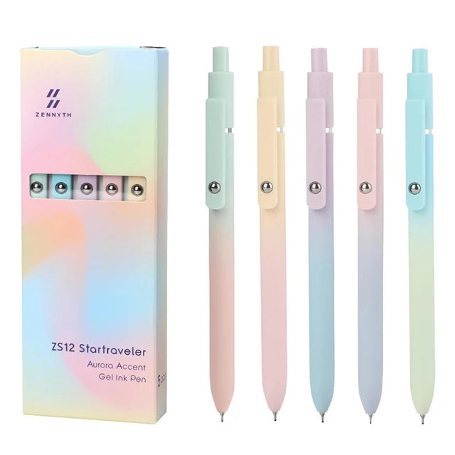 5pcs High-quality Retractable Gel Pen 0.5mm Quick Dry Black Ink Pen Fine Tip Smooth Writing Cutes Pen School Office Supplies