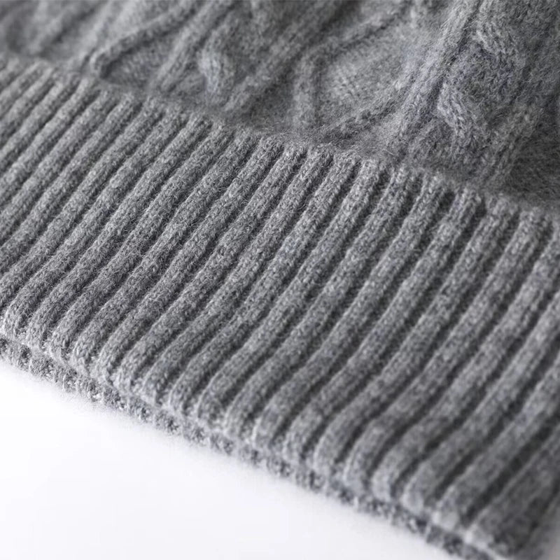 100%Pure Cashmere Women's Winter Hat 2023 Warm Wool Soft Beanie Bonnet y2k Rhombus Luxury Beanies For Lady Knitted Skullies Cap