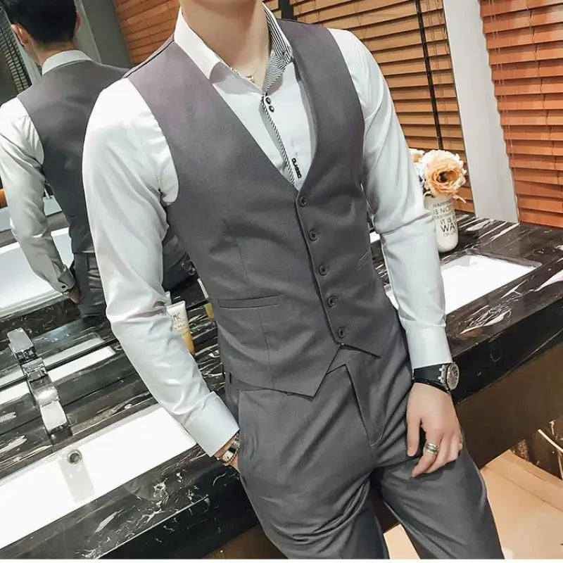 M-5XL Plus Size Men's Slim Fit Mens Suit Vest Casual Suit Vest Man Formal Businss Vests Male Waistcoat Gilet Homme XXXXXL