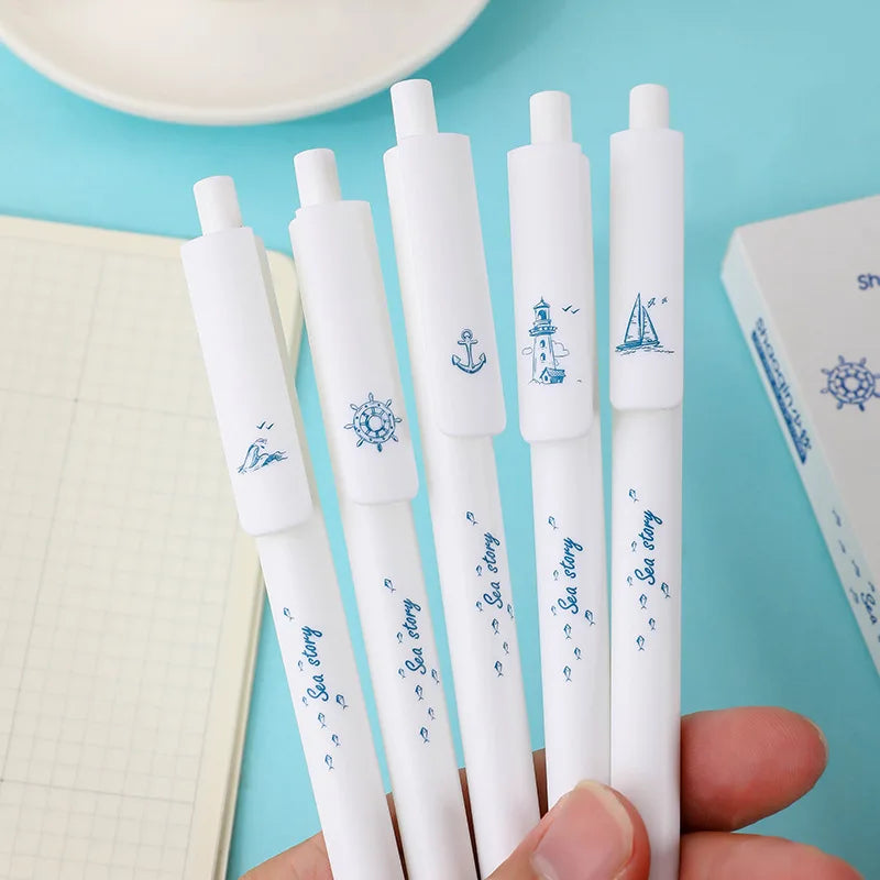 5 Pcs/set Lovely Puppy Cute Stationery Writing Pen Quick Drying Simple Model Press Gel Pen For Student Office School Supplies