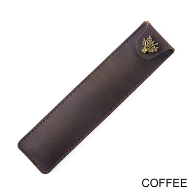 Genuine Leather Pen Case Cowhide Stationery Pencil Holder Bag Pen Pouch for Travel Notebook Journal Pen Cover