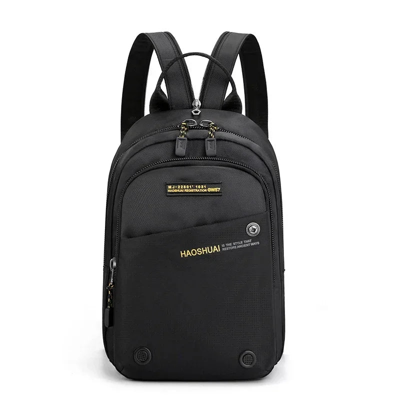Men Nylon Small Backpack Rucksack  Multi-Functional Casual Travel Male Messenger Cross Body Chest Bags Knapsack Daypack