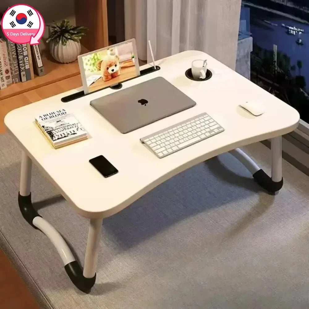 Foldable Learning Desk Convenient Computer Desk Installation Free Small Desk Anti Slip Desk Multifunctional Bed Storage Desk