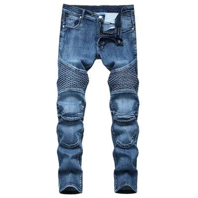 Jeans Men Long Pencil Pants Denim Pant High Waist Slim Fit Simple Zipper Splice Casual Regular Autumn Winter Straight Trousers
