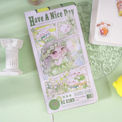 Etori Life Cute Cartoon Girl Notebook Creative Kawaii Student Stationery DIY Drawing Book，Notepad, Line book，Grid Notebook