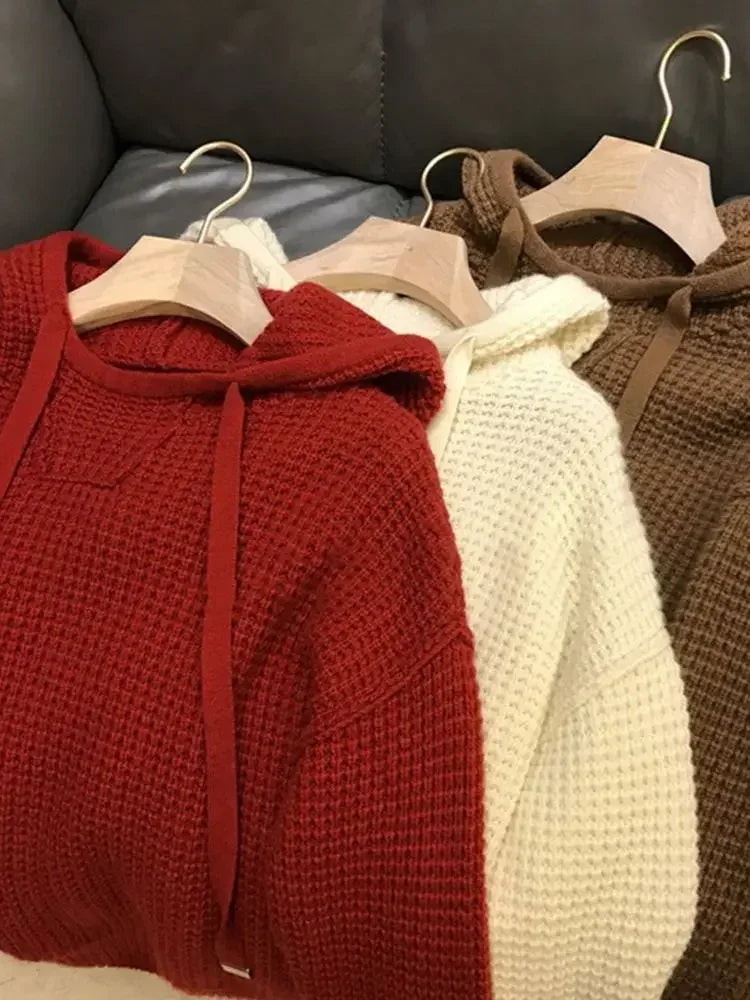 Knit Sweater Male Pullovers Plain Solid Color Men's Clothing Hoodies Coat Jacket Red Fashion 2024 High Quality Replica Elegant A