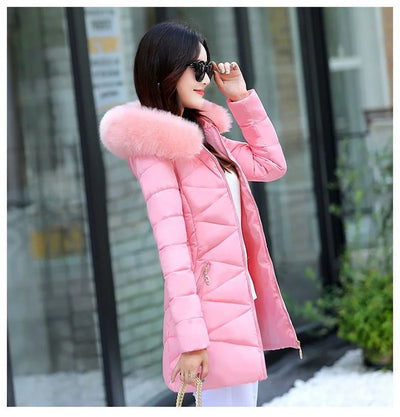 2024 New Women Parkas Big Fur Winter Parkas Hooded Long Down Cotton Jacket Female Coat Thick Warm Winter