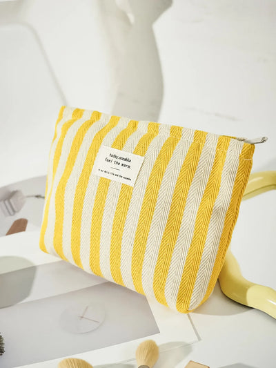 Women Waterproof Cosmetic Bag Storage Vertical Stripe Cosmetic Bag Makeup Case Travelling Pouch For Ladies Pencil Case