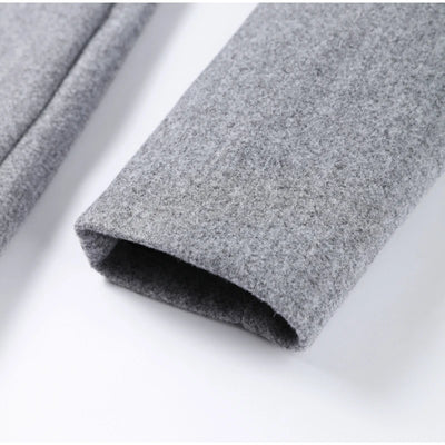 Woolen Burgundy Long Blazer Coat Women Single Breasted Notched Loose Long Sleeve Shoulder Pads Thicken Suit Jacket Female Office