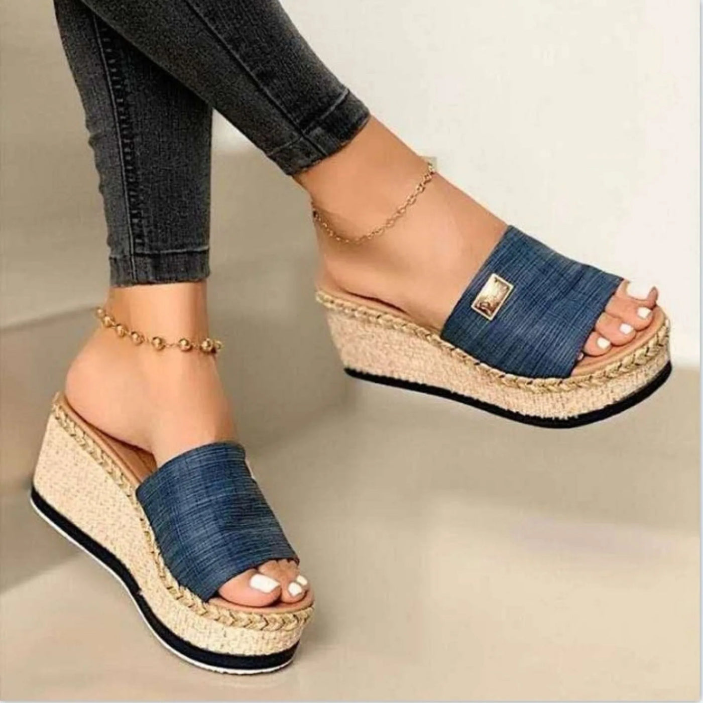Shoes Women High Heels Sandal Thick Bottom Casual Ladies Leisure Summer Wedges Sandals Platform Women Slipper 35-43