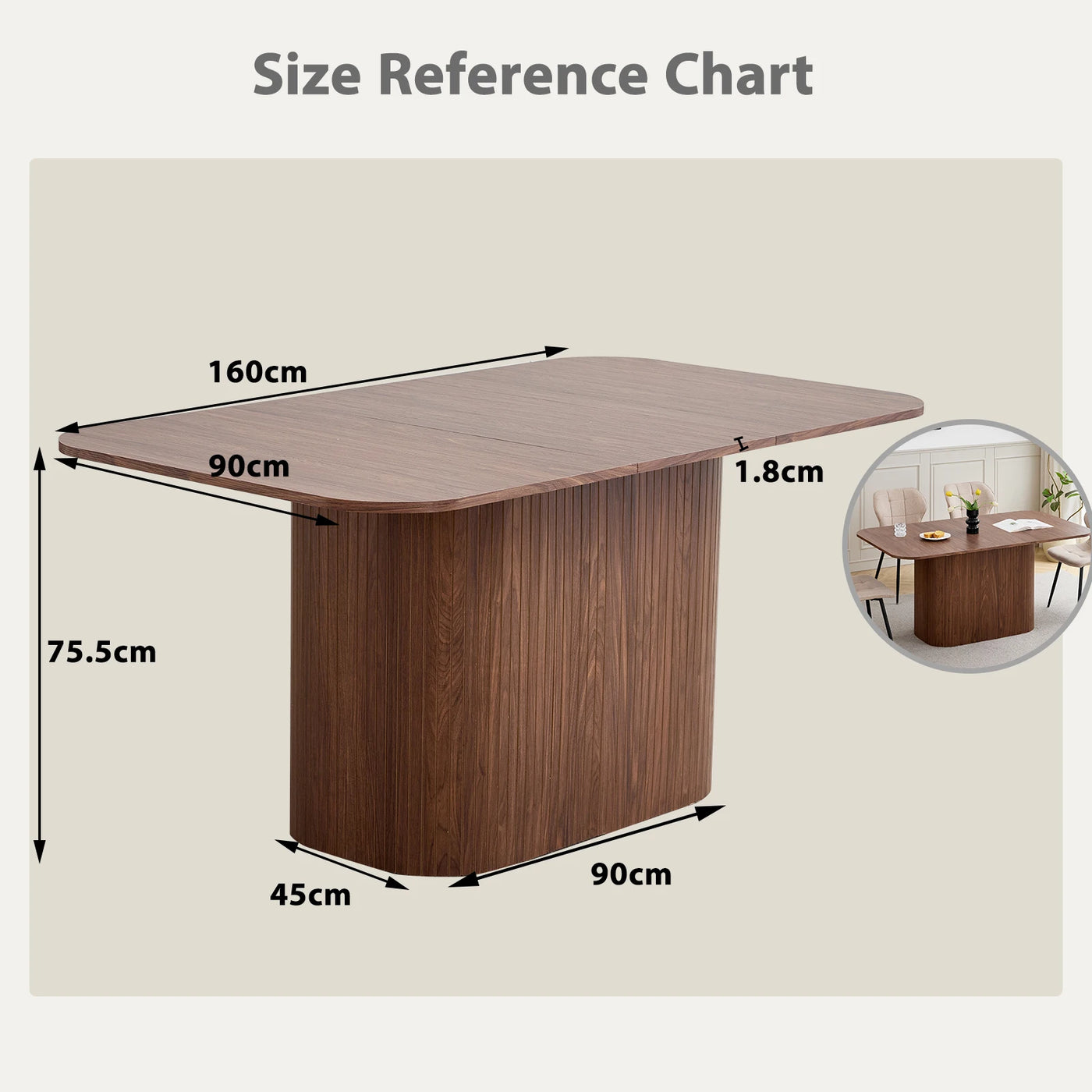Nordic Solid Wood Dining Table, Corrugated Base Home Dining Table, Simple Kitchen / Dining Table, for 4 - 6 People