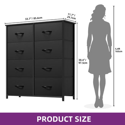 8-Drawer Fabric Dresser - Wood Top Storage Unit for Bedroom, Living Room, Kids Room