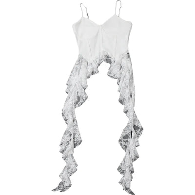 2025 Y2k Aesthetic Irregular Lace Ruffled Tank Top Women Sexy Skinny Design Corset Stretch Tube Streetwear Bandage Grunge Tanks