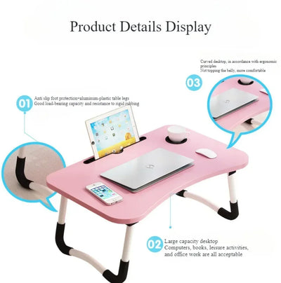 Foldable Learning Desk Convenient Computer Desk Installation Free Small Desk Anti Slip Desk Multifunctional Bed Storage Desk