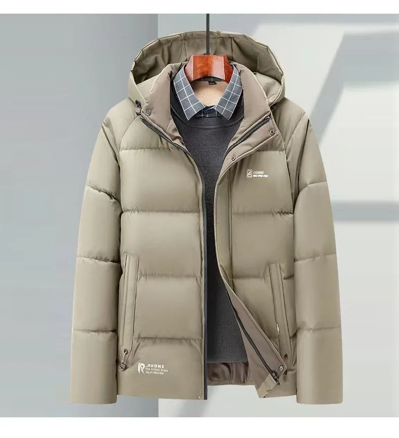 2024 Autumn and Winter New Fashion Trend Thick Warm Hooded Cotton-Padded Jacket Men's Casual Loose Comfortable Plus Size Coat