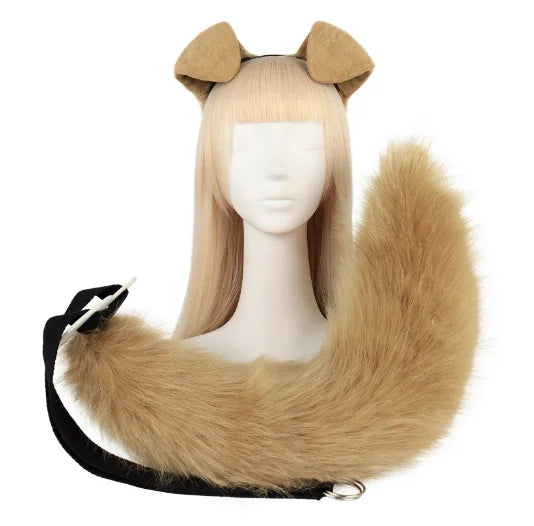 Women’s Harajuku Steampunk Handmade Dog ears and tail Cute Style  Headband Y2K Lolita Subculture Spicy Girls Gothic HairBands