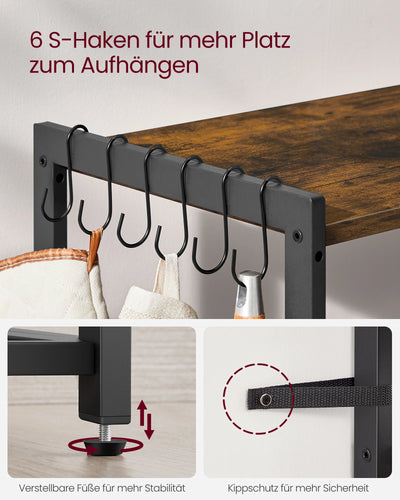 Kitchen Rack with sockets, 2 Metal Baskets, Microwave Shelf, 35x80x93.5 cm Industrial Design