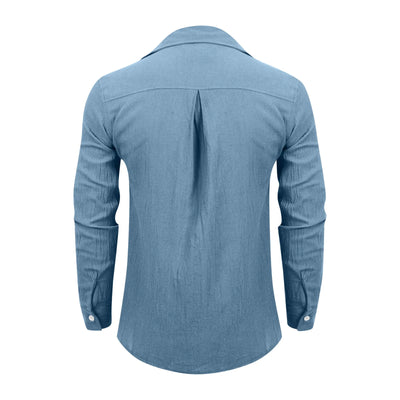 Loose Shirts Men'S Lightweight Long Sleeved Shirt Spring Summer Men'S Casual Cotton Linen Solid Color Long Sleeve Shirts
