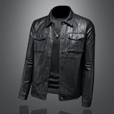 2024 Autumn and Winter New Men's Fashion Handsome with Fine Lapel Motorcycle Leather Coat Slim Stylish Man  Men Jacket