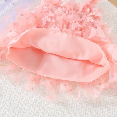 (0-3 Years) Summer New Baby Girls Dress Solid Color Halter Butterfly Embellished A-Line Skirt Mesh Sweet Princess Dress