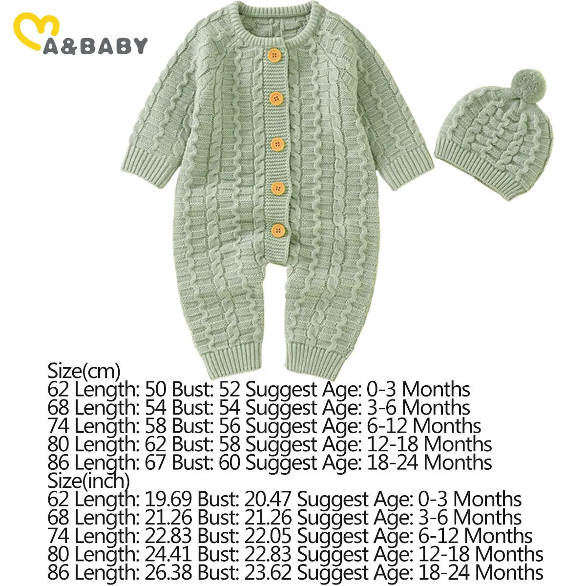 Ma&Baby 0-18M Warm Baby Clothing Knit Romper Newborn Infant Toddler Boy Girl Long Sleeve Jumpsuit + Hat Fall Spring Outfits