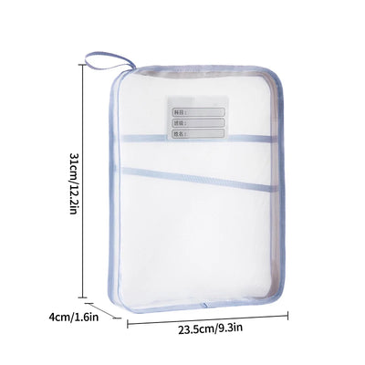 3 Layers Stationery Storage Bag Stationery Mesh Zipper Bag File Folders Large Capacity Storage Bags School Office Organizer 파우치
