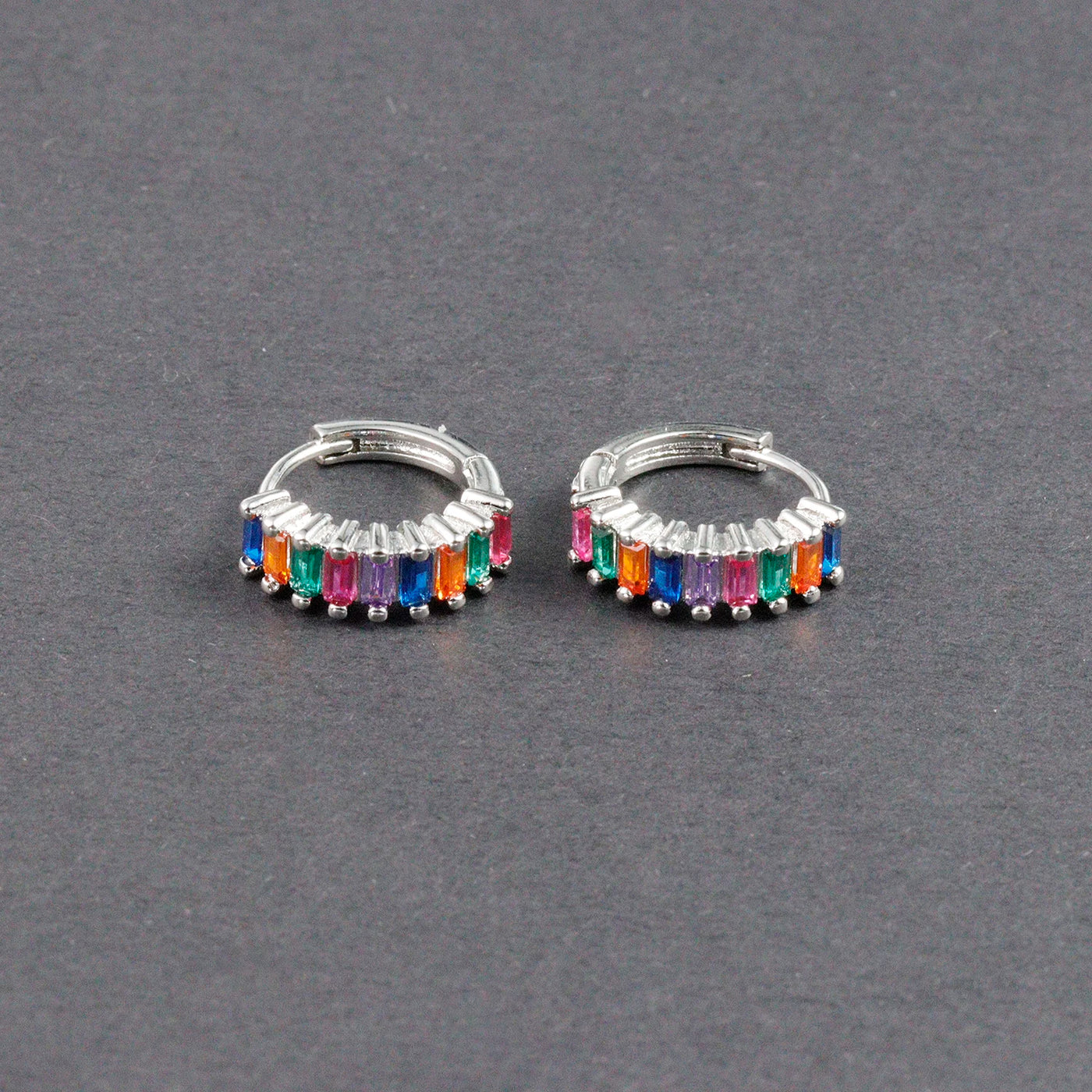 Fashion Multicolor Zircon Crystal Small Hoop Earrings Women Stainless Steel Flower Square Cartilage Earring Piercing Jewelry