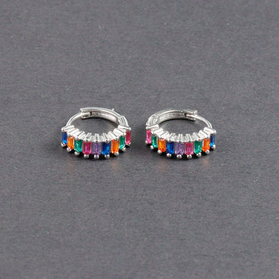 Fashion Multicolor Zircon Crystal Small Hoop Earrings Women Stainless Steel Flower Square Cartilage Earring Piercing Jewelry