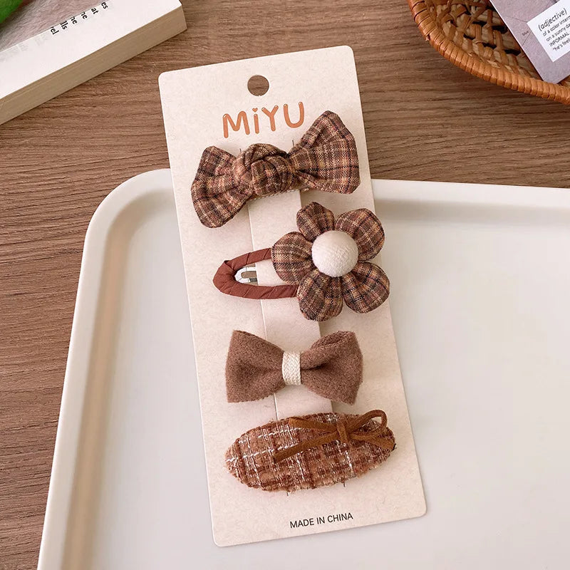 Korea Fashion Coffee Warm Color Basic Snap Baby Hair Drop Clips Wool Knit Hair Clamp Pins Hairpins Kid Girls Cotton BB Barrettes