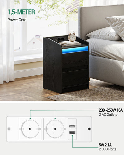 Bedside Table with 2 Drawers, Side Table, Stylish and Versatile, Ideal for Living Room and Bedroom