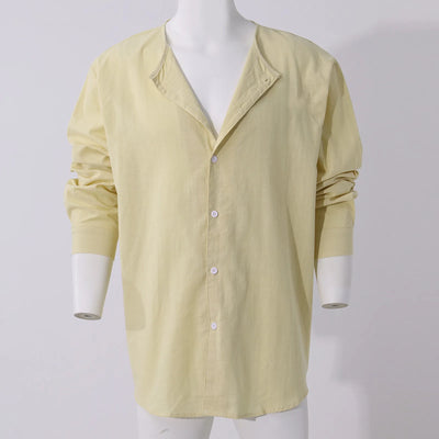 Loose Shirts Men'S Lightweight Long Sleeved Shirt Spring Summer Men'S Casual Cotton Linen Solid Color Long Sleeve Shirts