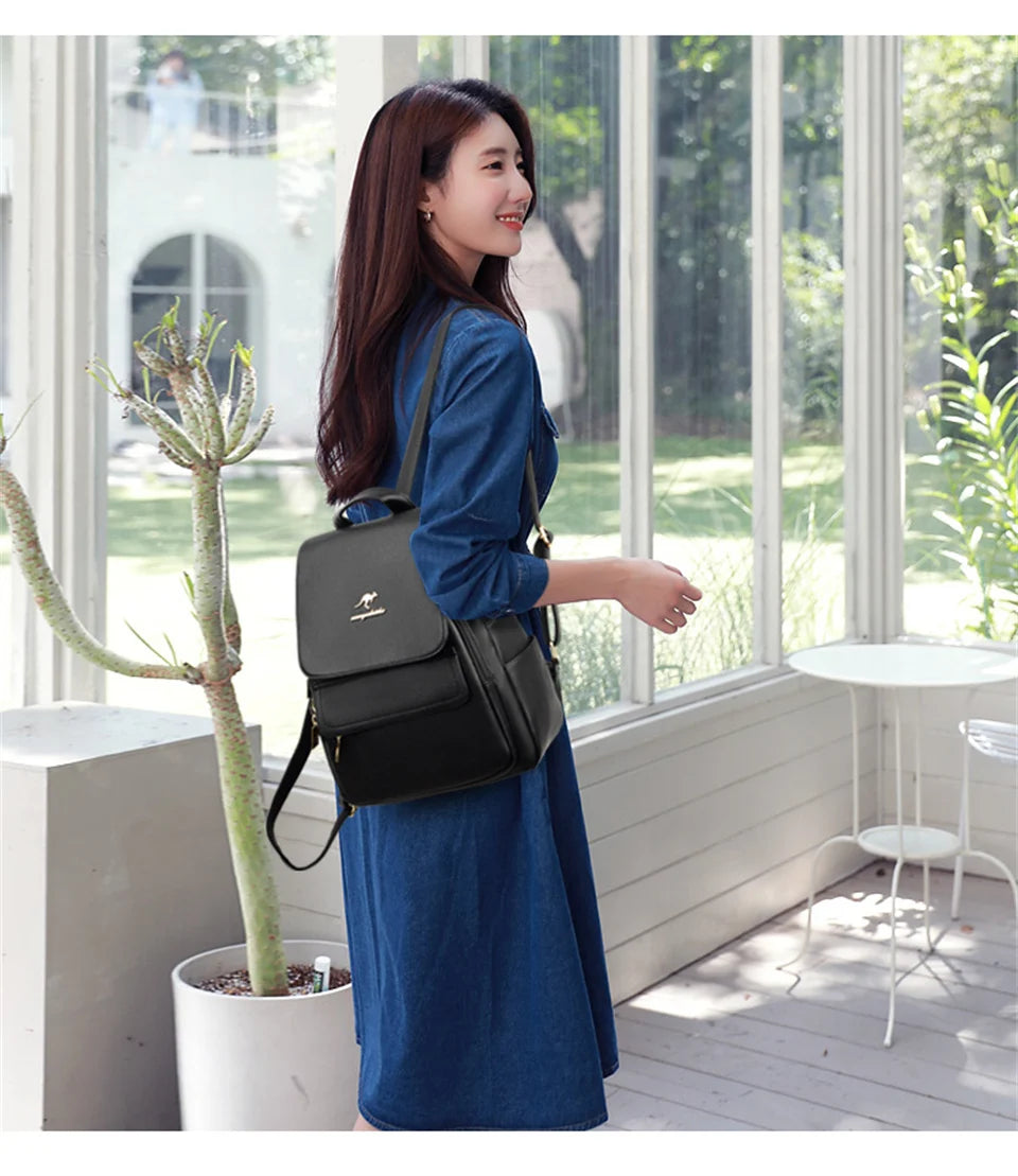 Women High Quality Leather Backpack Large Capacity School Shoulder Bags for Teenage Girls Travel Backpack Designer Sac A Dos