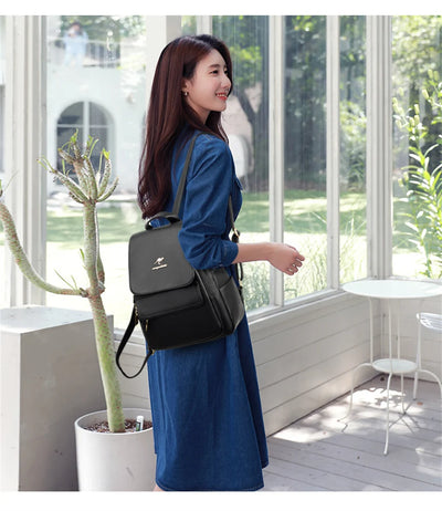 Women High Quality Leather Backpack Large Capacity School Shoulder Bags for Teenage Girls Travel Backpack Designer Sac A Dos