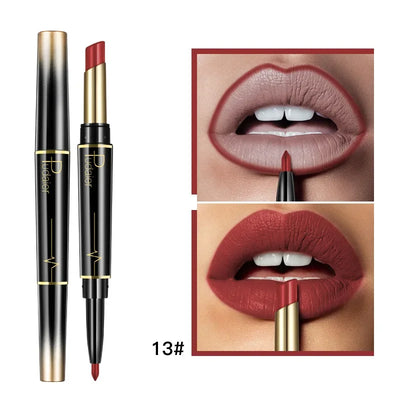 Matte Smooth Lipstick Sexy Soft Matte Red Purple Lipstick Crayon Carving Lip Contours Lip Liner Pencil Double Head Lipsticks