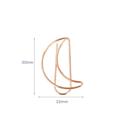 20pcs Moon Paper Clip rose gold Paper Clips Golden Plating Paperclip Cute Office Stationery Pin Silver Moon