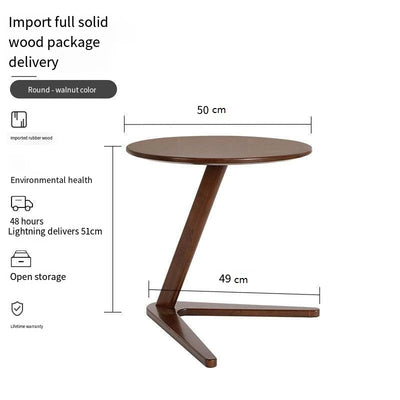 Nordic Style Solid Wood Side Table Sofa Side Table Living Room Small Coffee Table for Small Spaces Bedroom Rustic Walnut