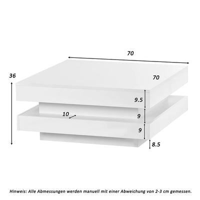 Square coffee table table in White Modern Technological Style With Bluetooth LED Strip