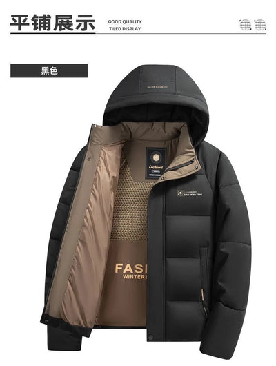 2024 Autumn and Winter New Fashion Trend Thick Warm Hooded Cotton-Padded Jacket Men's Casual Loose Comfortable Plus Size Coat