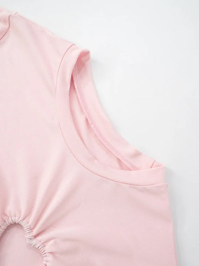 Love Hollow Out Short Sleeve Mini Dress Pink White Black Casual Dresses Womens Summer Clothes N85-BD16