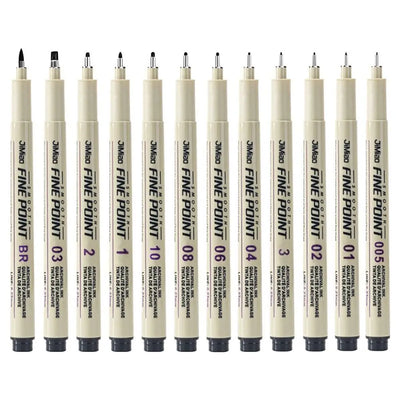 1Pcs Micron Ink Marker Pen Sketch Stationery Set Hook Line Sketching Needle Pen 12 Tips Art Supplies Drawing Pen