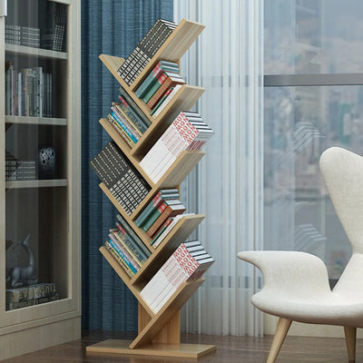 Rustic Standing Tree Bookshelf Wood Display Rack For Home Office Decoration Storage Organizer Shelf Bookcase