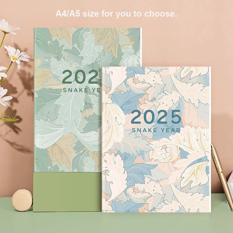 Portable 2025 Monthly Notes Notebook, A4/A5 Size 24 Sheets Annual Calendar Planner for School Travel Business Work Home Writing