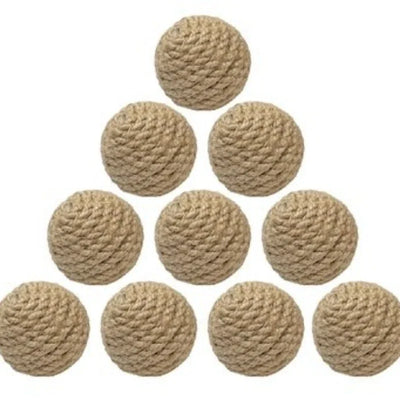 10pcs Solid Colored Sisal Ball Cat Teasing Toy Ball Self Hi  Grinding Teeth Durable Cat Teasing Stick Cat Making Sound Bell Ball