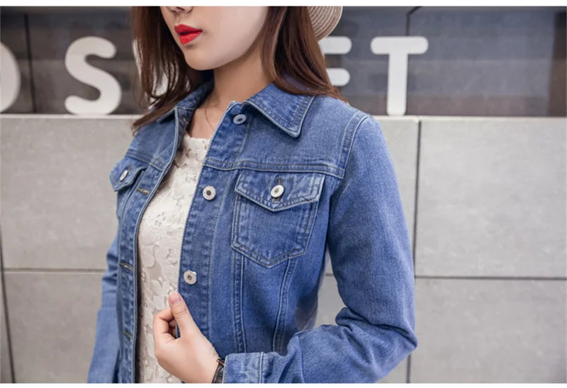 Spring Autumn Women Short Denim Jacket Candy 8 Colors Streetwear Chic Jean Coat Lady Slim Small Outerwear Female casual Tops