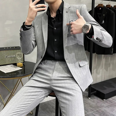 High-Quality Two-Piece Groom Wedding Suit Business Casual Banquet Costume for Men Luxury Ensemble with Trousers
